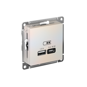 Systeme Electric AtlasDesign Жемчуг USB Розетка A + тип-C 45W высокоскор.заряд. QC,PD, мех.