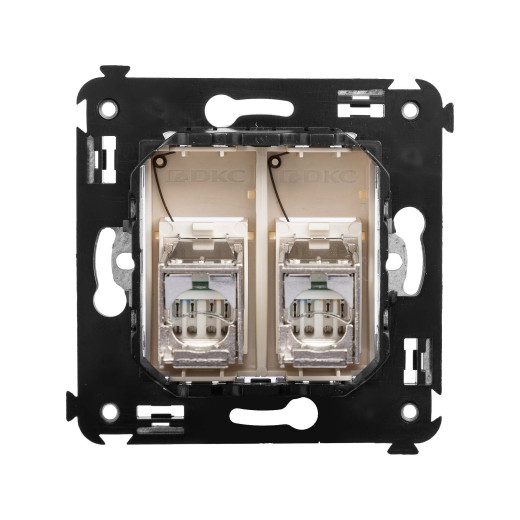 Компьютерная розетка RJ-45 в стену, кат.6 двойная экранированная, Avanti, ванильная дымка