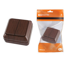 TDM Выключатель 2-кл. открытой установки IP20 10А, бук 