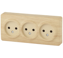 ЭРА Розетка Эксперт 11-2207-11 тройная 3х2P 16A-250В IP20 ОУ горизонт. сосна