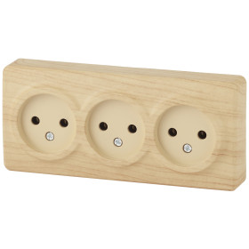 ЭРА Розетка Эксперт 11-2207-11 тройная 3х2P 16A-250В IP20 ОУ горизонт. сосна