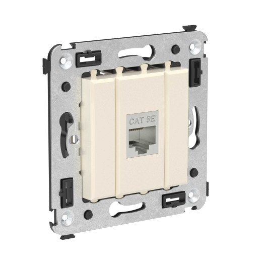 Компьютерная розетка RJ-45 без шторки в стену, кат.5e одинарная экранированная, Avanti, ванильная дымка