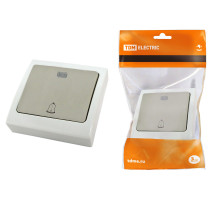 TDM Кнопка звонковая с подсветкой скрытой установки IP54 6A серая 
