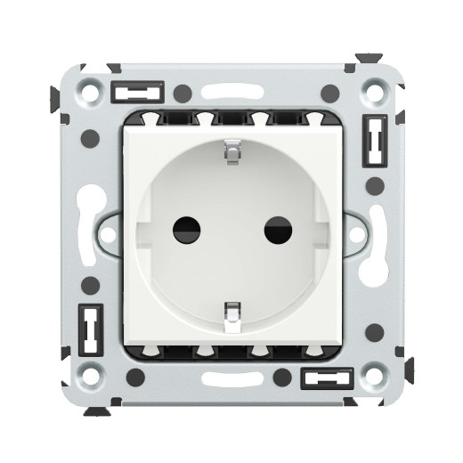 Розетка в стену, 2P+E, с з/ш, Avanti, белое облако