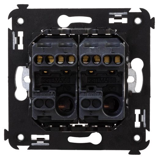 Выключатель двухклавишный в стену, Avanti, закаленная сталь