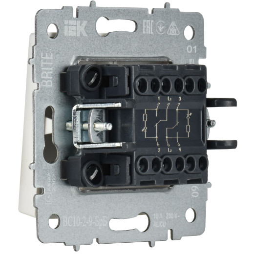 BRITE Выключ. 2-кл. с инд. отел. 10А ВС10-2-9-БрБ бел. IEK