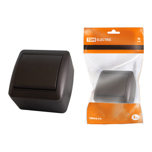 Выключатель 1-кл. открытой установки IP44 10А шоколад 