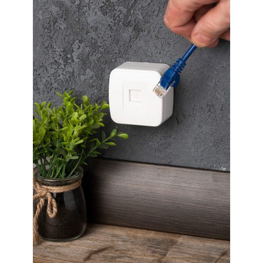 Минск Розетка RJ-45 1-местная, ОП 1А, 120В, белая EKF Basic