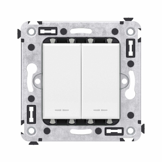 Кнопка двухклавишная в стену, Avanti, белое облако