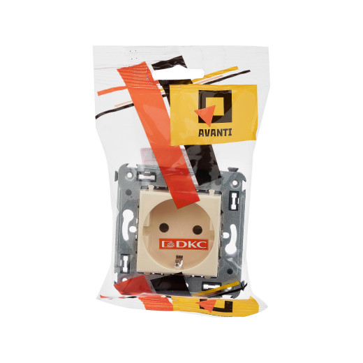 Розетка в стену, 2P+E, с з/ш, Avanti, ванильная дымка