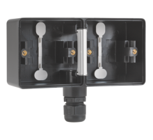 Niko Hydro Черный Рамка на 2 поста, гориз, 1 вход M20, с каб/вводом