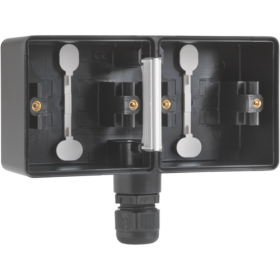 Niko Hydro Черный Рамка на 2 поста, гориз, 1 вход M20, с каб/вводом