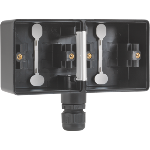 Рамка на 2 поста, гориз, 1 вход M20, с каб/вводом, черный