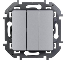 Legrand/Daccord INSPIRIA Алюминий Выключатель трехклавишный 10 AX - 250 В.