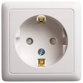 Systeme Electric ХИТ наруж Бел Розетка с/з со шторками, 16А, 250