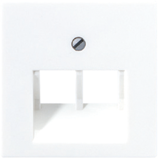 Крышка для сдвоенных телефонных и компьютерных розеток (UAE), фиксация винтом, термопласт, белый, A500