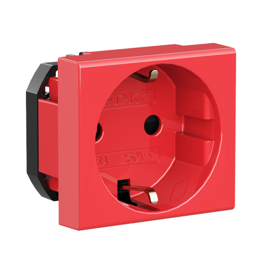 Розетка силовая 2Р+Е, со шторками, Viva, 2 мод., красная