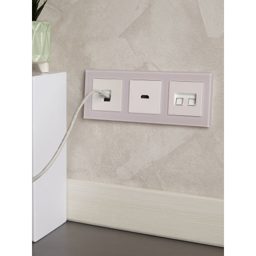 BRITE Рамка 3-мест. РУ-3-2-Бр стекло розовый матовый IEK