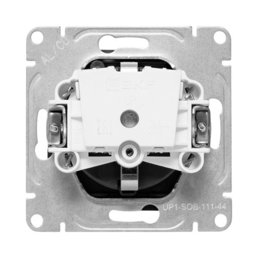 Механизм розетки, 16А, IP44, с заземлением, со шторками, c крышкой, чёрный Эпика EKF