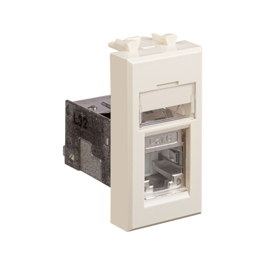 Компьютерная розетка RJ-45 модульная, кат.6 экранированная, Avanti, ванильная дымка, 1 модуль