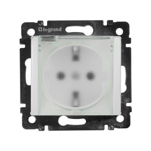 Розетка с заземлением IP44 - Legrand Valena - со шторками с защитной крышкой 16А 250В винтовые зажимы - белый