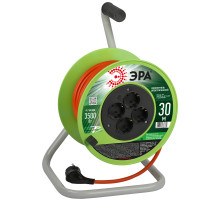 ЭРА Удлинитель силовой RP-4e-3x1.5-30m на пластиковой катушке c заземлением 4 розетки 30м ПВС 3х1,5мм2