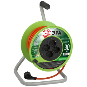 ЭРА Удлинитель силовой RP-4e-3x1.5-30m на пластиковой катушке c заземлением 4 розетки 30м ПВС 3х1,5мм2