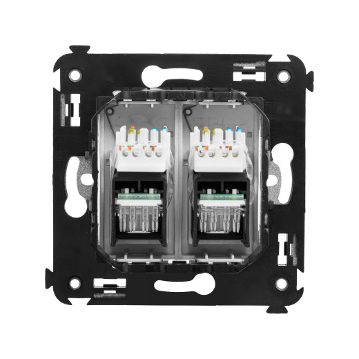 Компьютерная розетка RJ-45 в стену, кат.6А двойная, Avanti, закаленная сталь