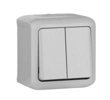 Legrand Quteo Сер Выключатель 2-клавишный IP44 10А.