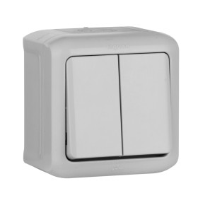 Legrand Quteo Сер Выключатель 2-клавишный IP44 10А.