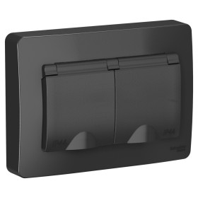 Systeme Electric Blanca внутр Антрацит Розетка 2-ая с/з IP44 со шторками, 16А, 250В