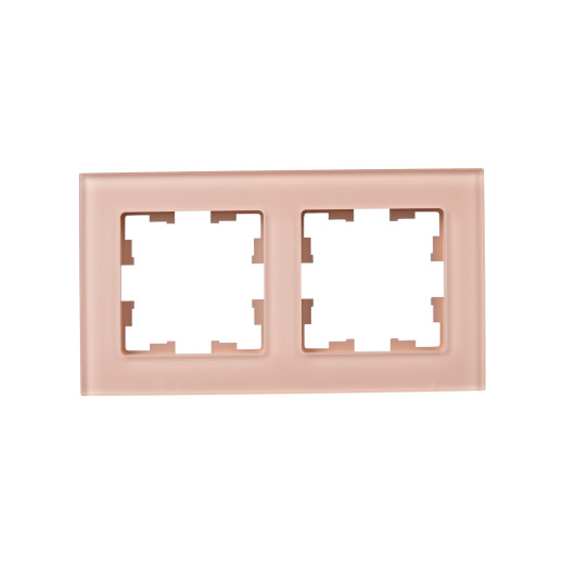 BRITE Рамка 2-мест. РУ-2-2-БрП стекло персиковый матовый IEK