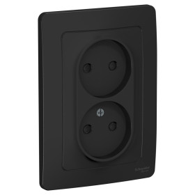 Systeme Electric Blanca внутр Антрацит Розетка 2-ая б/з со шторками, 16А, 250В