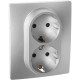 Розетка двойная с заземлением - Legrand/Daccord Inspiria - со шторками в сборе 16А 250В винтовые зажимы - алюминий