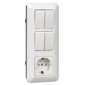 Systeme Electric Blanca внутр Бел Блок: Розетка с/з + Выключатель 2-кл. + Выключатель 2-кл. (индивид.упак.)