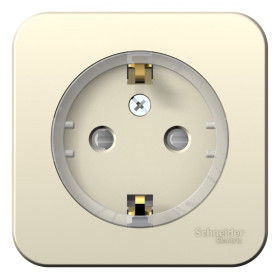 Systeme Electric Blanca наруж Молочная Розетка с/з со штор., (тонкая) 16А, 250В изолир. пластина