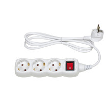 Simon Brico Белый Удлинитель на 3 розетки Schuko, выключатель, кабель 1.5м