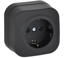 IEK GLORY Роз. с з/к без з/ш о/у 16А РС20-3-ХЧм черн. м.