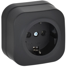 IEK GLORY Роз. с з/к без з/ш о/у 16А РС20-3-ХЧм черн. м.