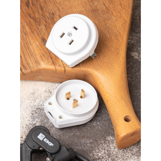 Разъем РШ-ВШ 32А 250В 2P+PE (СУ) пластиковый бел. EKF PROxima