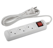 ЭРА Удлинитель электрический  U-3s-1,5m-2x1 без заземления c выключателем 3 розетки 1,5м ПВС 2x1мм2 10А