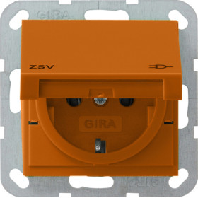Gira Розетка с зазем конт крышк и надп ZSV System 55 оранжевый