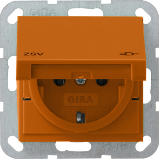 Розетка с зазем конт крышк и надп ZSV System 55 оранжевый