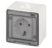 ЭРА Розетка Эксперт 11-2502-01 с заземлением крышкой 2P+E IP55 шторки 16A-250В ОУ белый