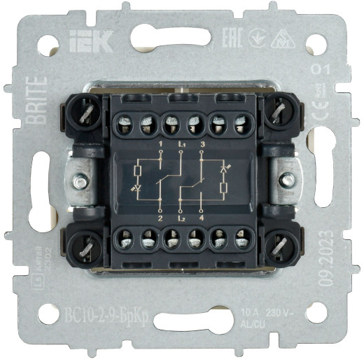 BRITE Выключ. 2-кл. с инд. отел. 10А ВС10-2-9-БрКр беж. IEK