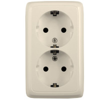 Hegel Альфа наруж Слоновая кость РА16-153-01 Розетка с/з двойная, с изол. пластиной