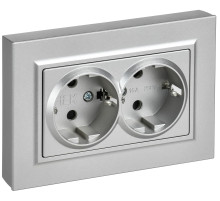 IEK BRITE Роз. 2-я с з/к/ш пл 16А в сб. РСшПл12-3-БрА алюм.