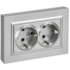 IEK BRITE Роз. 2-я с з/к/ш пл 16А в сб. РСшПл12-3-БрА алюм.