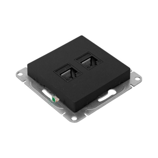 Механизм розетки RJ45 - 2шт, (cat5), чёрный Эпика EKF