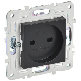 IEK SKANDY Черный Розетка б/з с защитными шторками 10А SK-R01Bl